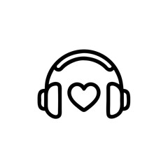 Earphones with heart icon for mindful listening in simple design  
