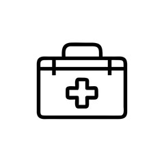 Obraz premium First aid kit icon with summer symbol in minimalist line design 