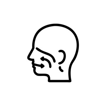 Icon depicting head with sinus pressure marks in profile view  