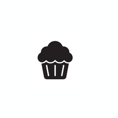 Black Cupcake Icon – Muffin Logo Vector Illustration on White Background