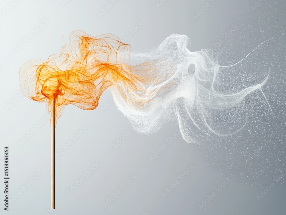 Poster marshmallows campfire sticks concept. abstract smoke swirls in a blend of colors, creating an artist