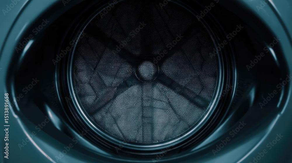 Wall mural inside view of a dryer drum showcasing the intricate design and texture