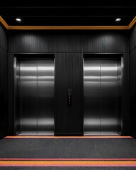 Fototapeta premium Sleek, Modern Elevator Design in a Contemporary Building Showcases Minimalism