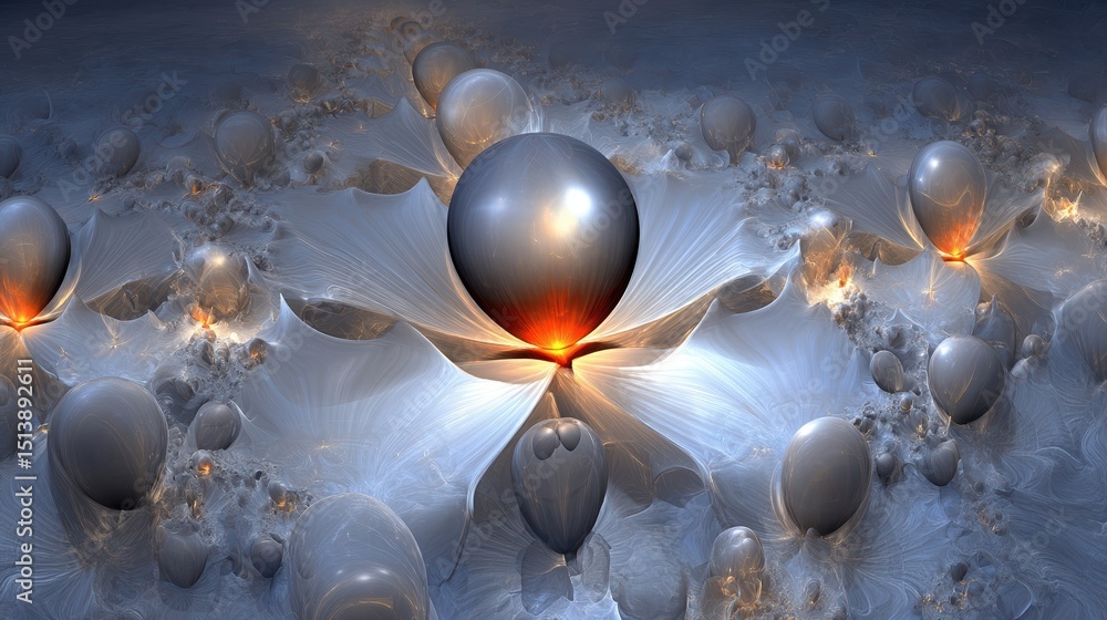 Poster unique fractal gemstones formed in a mesmerizing crystalline landscape with luminescent details