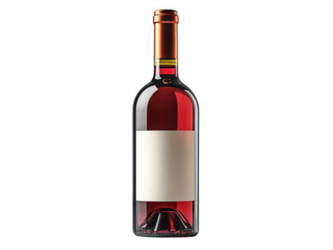 A bottle of wine with a white label and a red label