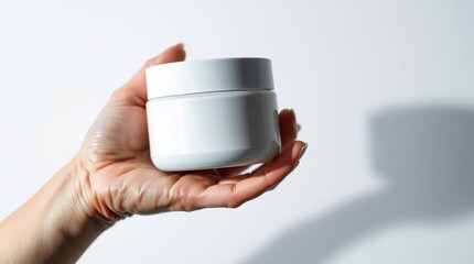 Eerie Beauty White Cream Jar Mockup in a Woman's Hand