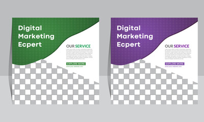 Minimal Digital Marketing Expert Social Media Post Template – Clean and Professional Design in Green and Purple Variants