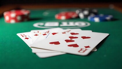 Poker cards with combination. The winning combination in a game in a poker club. The concept of luck in the poker game, created with generative ai