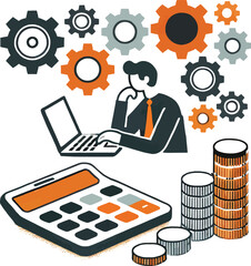 Business professional planning financial strategies with laptop calculator and financial growth