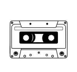 Obraz premium Audio Cassette Tape: A Classic Black and White Line Art Illustration