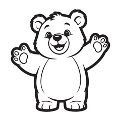 Fototapeta premium Friendly Cartoon Bear with Open Arms Offering a Hug in Black and White