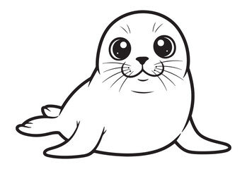 Obraz premium Adorable cartoon seal outline with cute eyes looking directly at the viewer
