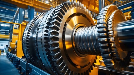 Close-up view of large industrial machinery components.