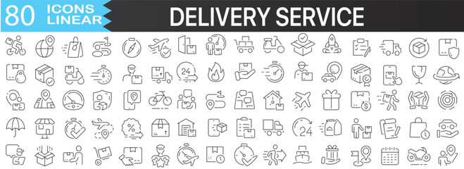 Delivery service line icons collection – UI/UX, Web, Print Ready, Perfect for Designers and Developers. Vector illustration EPS10.