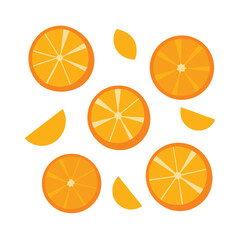 orange slices on white background