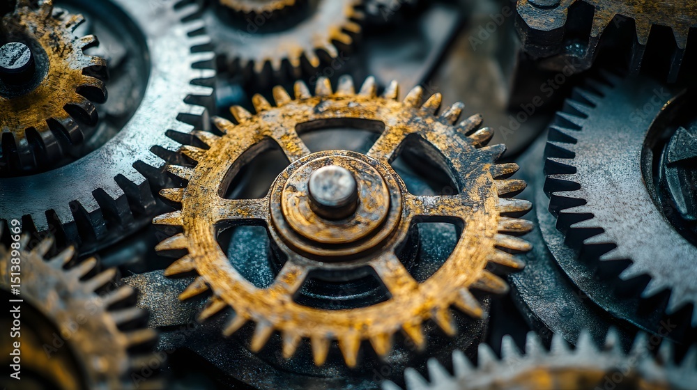 Poster close-up view of intricate gears.