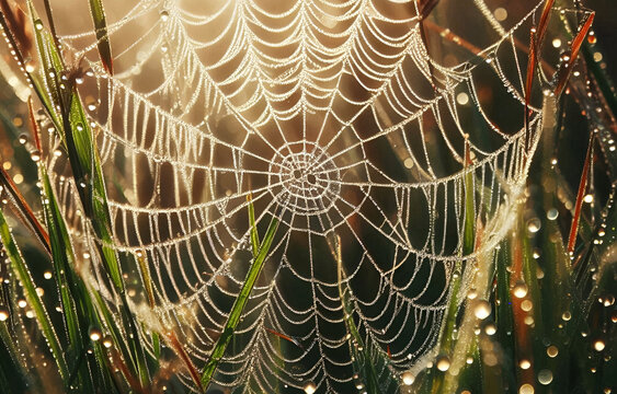 spider web with dew drops