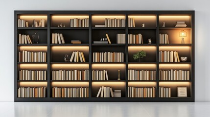 Modern Bookcase Filled with Books
