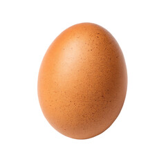 A close up image of a fresh brown egg isolated against a black background