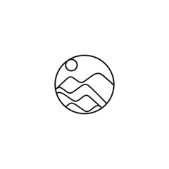 mountain view logo in circle frame linear design