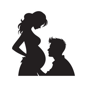 pregnant woman and husband silhouette