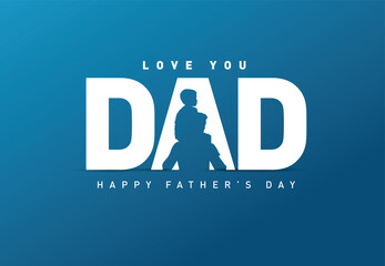 Happy Father's day concept vector background. Father and kid with text happy father's day.
