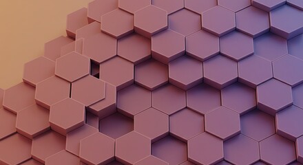 Abstract geometric pattern of layered hexagons in muted pink and mauve tones