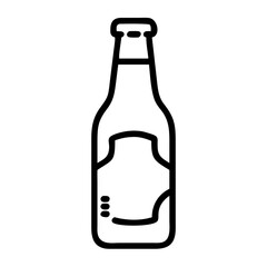 Outline of a beer bottle in minimalist style on a white background  