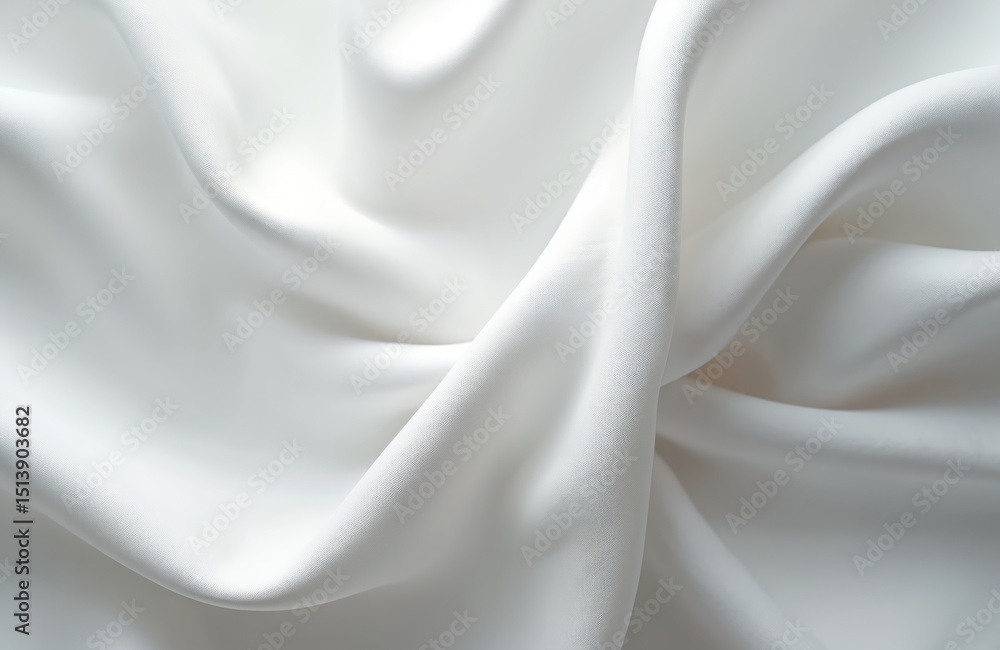 Poster soft white fabric texture with twisted light and flowing shapes. gentle waves create elegant, smooth
