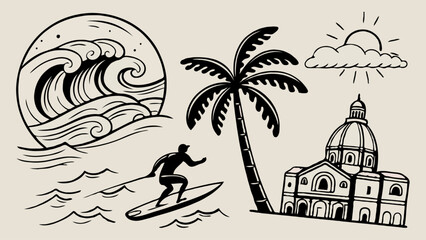  Italian greek style vacation hand drawn vector illustrations in grunge scribble rough doodle sketch style.svg