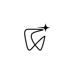 dental logo with star in minimalist linear design style
