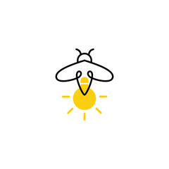 firefly logo with shining light bulb in linear design style