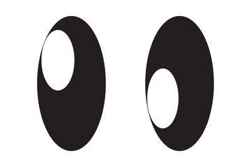 Eyes looking to one side. Sideways glance vector icon. Two eyes emoji. Cartoon eyes looking right, flip and they look left. Cute cartoon eyes illustration .