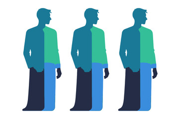 Gradient Man Silhouette Illustration - Artistic Male Figure with Green and Blue Colors - Modern Design Concept for Backgrounds and Creative Projects