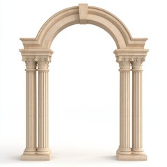 Fototapeta premium Classical stone archway with columns isolated on white background