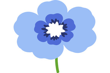 Isolated Light Blue Flower Illustration - Simple Floral Design with White Background - Minimalist Blue Blossom Image for Creative Projects