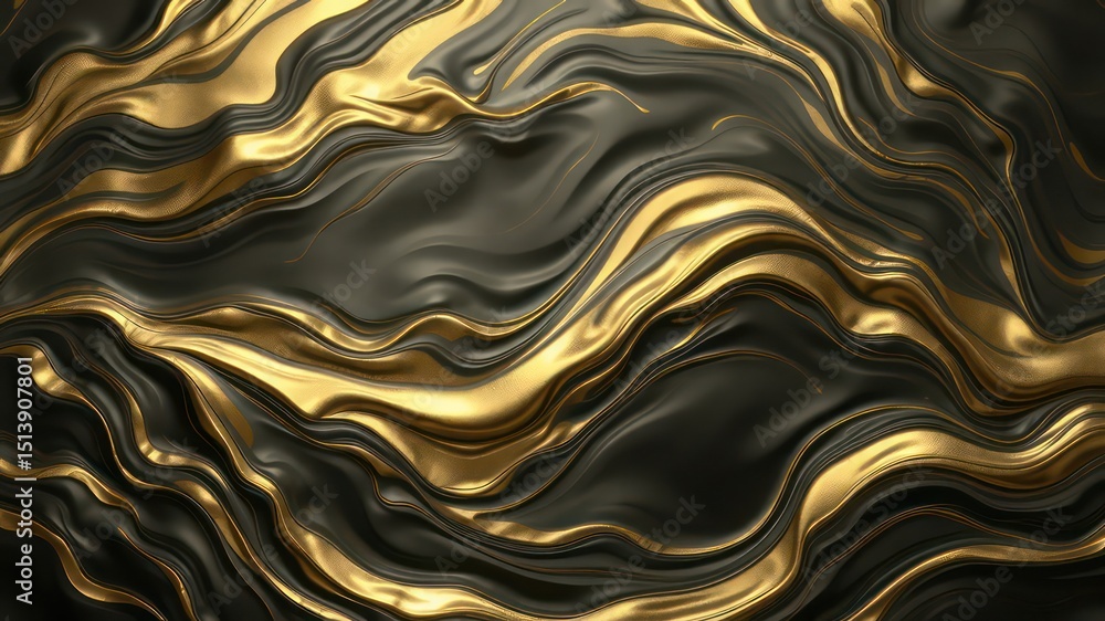 Poster dramatic dark and golden flowing layers present an elegant and sophisticated textural background des