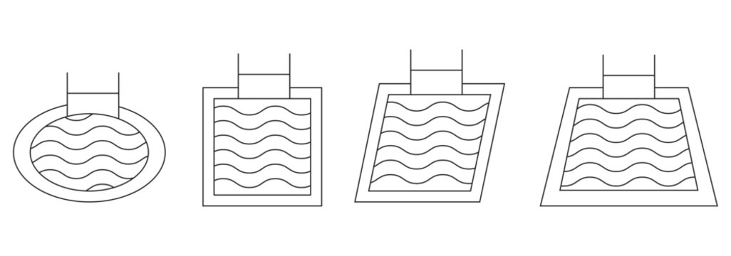 Summer Splash: Swimming Pool Icon Set . Aqua Escape: Relaxing Pool Graphic Set of  Exclusive Design  .  