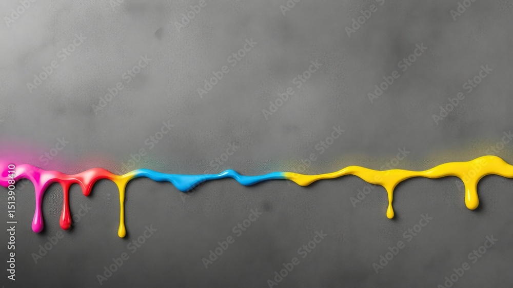 Poster colorful dripping paint with a dynamic blend of hues creating an artistic border along the bottom ed