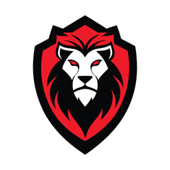 Fierce lion head mascot in bold graphic style for branding use vector illustration.