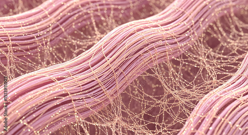 Poster abstract visualization of pink wavy lines representing neural connections