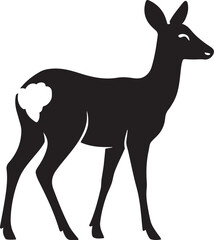Female deer silhouette simple black, Graceful doe standing in profile view
