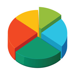Obraz premium 3d pie chart icon isolated on white background, pie chart vector icon