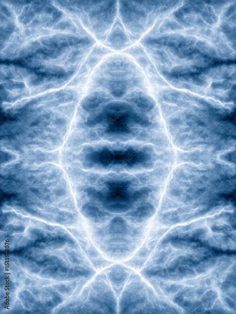 Aufkleber blue energy abstract pattern - symmetrical abstract featuring a captivating blue energy pattern, res