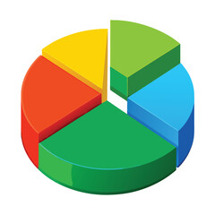 Obraz premium 3d pie chart icon isolated on white background, pie chart on white