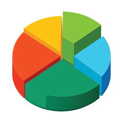 Obraz premium 3d pie chart icon isolated on white background, pie chart on white