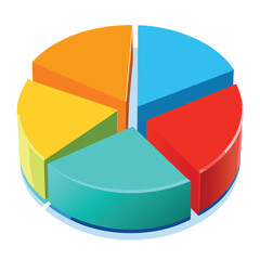 Obraz premium 3d pie chart icon isolated on white background, pie chart on white