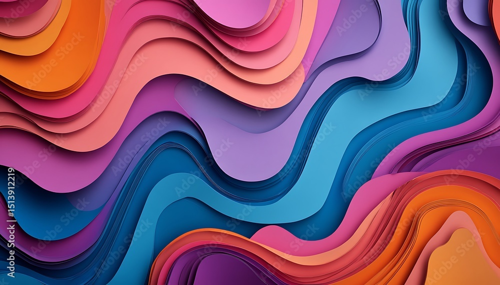 Poster abstract background with paper cut shapes. colorful paper cut background. 3d rendering