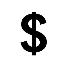 Obraz premium Dollar sign icon in flat black style with transparent background, ideal for finance, investment, money, and economic content. 