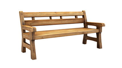 Classic wooden garden bench isolated on transparent background